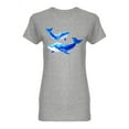 thumbnail image 1 of Two Blue Watercolor Whales Shaped T-Shirt Women -Image by Shutterstock, Female Medium, 1 of 2