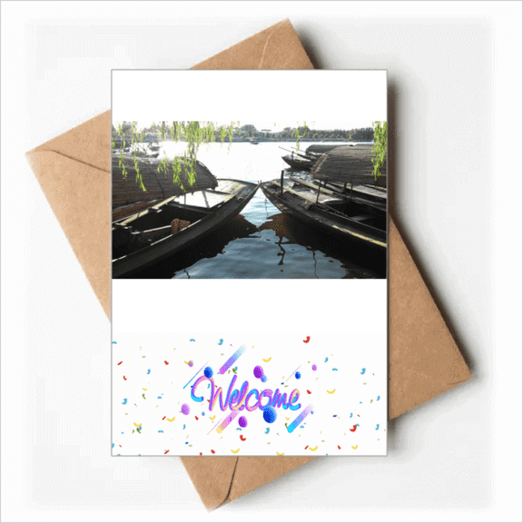 Two Boat Together Art Deco Fashion Welcome Back Greeting Cards Envelopes Blank