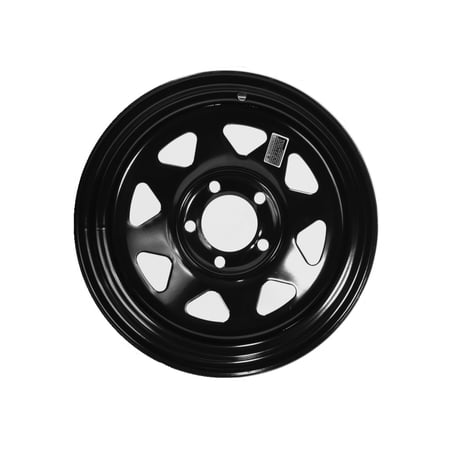 Two Boat Trailer Rims Wheels 15 x 6 in. 15x6 5 Lug Hole Bolt Black Spoke Design