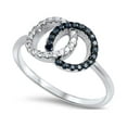 thumbnail image 1 of Two Bond Circles Black and Clear Cubic Zirconia Ring Sterling Silver 925, 1 of 3