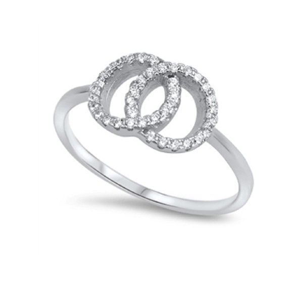 Two Bond Circles Cubic Zirconia Ring Sterling Silver 925