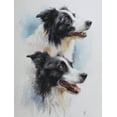 thumbnail image 1 of Two Border Collies Watercolor Canvas Print, Wall Art Decor for Living Room Bedroom Office Study, Pet Lover Gift, 1 of 8