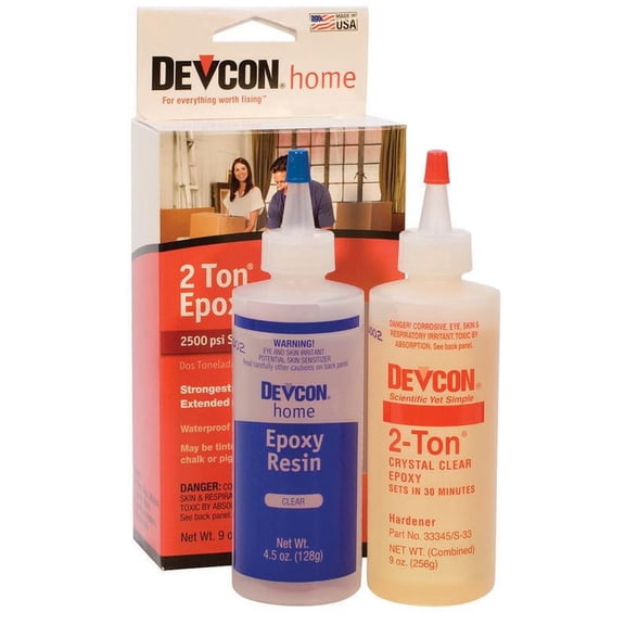 Two Bottles of Devcon 2-Ton Epoxy Jewelry Making Resin Hardener for Metals Wood Glass Ceramics Bonding Adhesive Glue - GLU-735.90