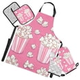 thumbnail image 1 of Two Boxes Of Popcorns Apron Set with Oven Mitts Pot Holders Set of 5 Kitchen Stuff Accessories, 1 of 6