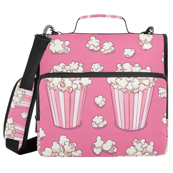 Two Boxes Of Popcorns Binder Bag with Shoulder Strap 3 Ring Zipper Binder File Folder Document Storage