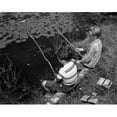thumbnail image 1 of Two Boys Sitting & Fishing with Homemade Fishing Rod Poster Print - 18 x 24 in., 1 of 1