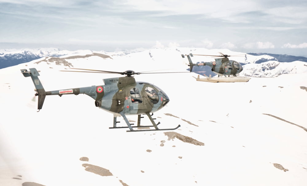 Two Breda Nardi NH-500 helicopters of the Italian Air Force over Frosinone Italy Canvas Art - Giovanni CollaStocktrek Images (37 x 22)