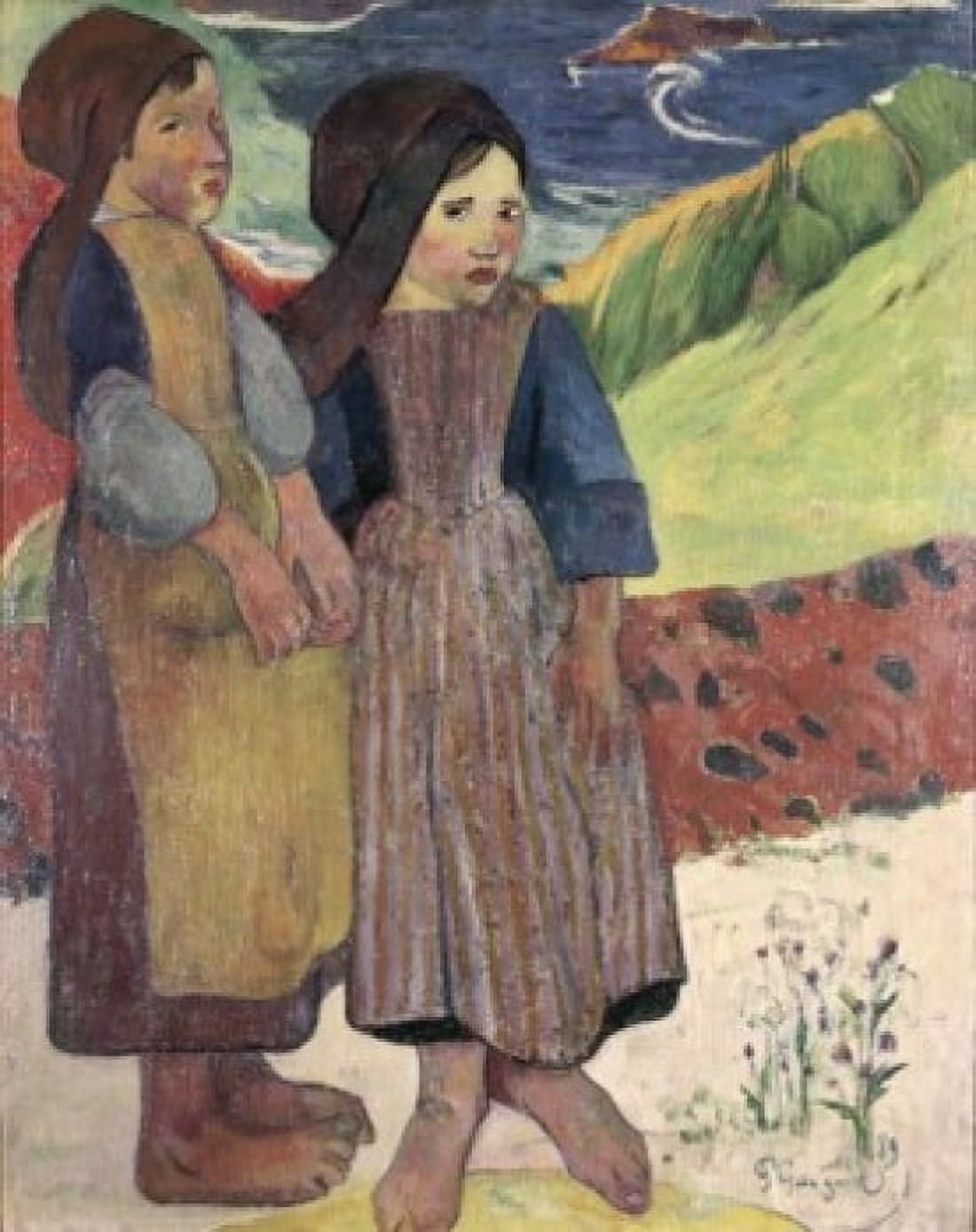Two Breton Girls By The Sea 1889 Gauguin Paul(1848-1903 French) Museum of Western Art Tokyo Japan Canvas Art - Paul Gauguin (18 x 24)