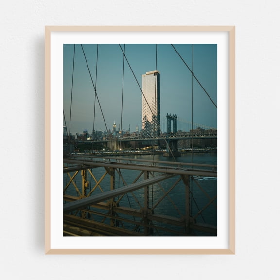 Two Bridges - Manhattan New York Photography Oak Framed Wall Art Print 24 x 30 inches