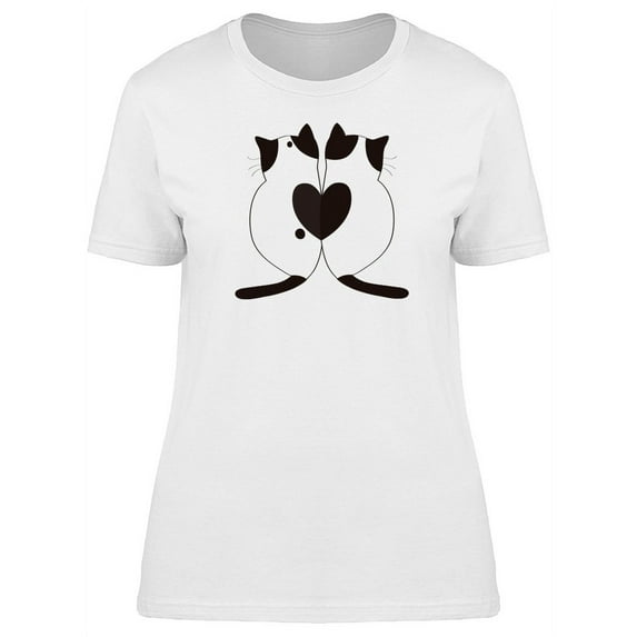 Two Brother Cats Heart Shape T-Shirt Women -Image by Shutterstock, Female Medium