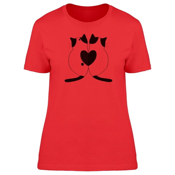 Two Brother Cats Heart Shape T-Shirt Women -Image by Shutterstock, Female XX-Large