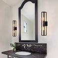 thumbnail image 1 of Two Bulb Metal Frame Wall Scones Square Symmetrical Structured Rectangular Vanity Wall Light Bathroom Gallery Entry Salon (Black), 1 of 5