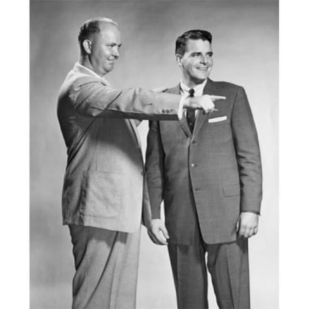 Two Businessmen Standing Together One Pointing Poster Print - 18 x 24 in.