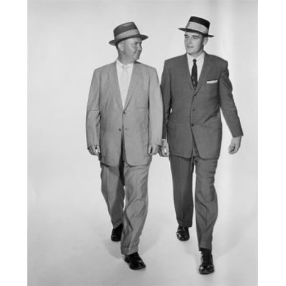 Two Businessmen Walking Side by Side Poster Print - 18 x 24 in.
