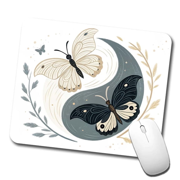 Two Butterflies Yin Yang Mouse Pad Low Profile Gaming Mat