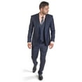 thumbnail image 1 of Two Button Notch Lapel 3 Piece Suit Men Plaid Dark Navy Blue Suit For Men Slim Fit Double Side Vests, 1 of 1