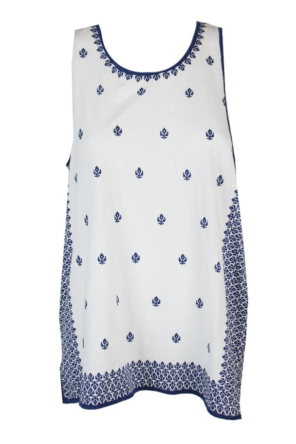Two By Vince Camuto Womens Ivory Navy Printed Tank Top XS