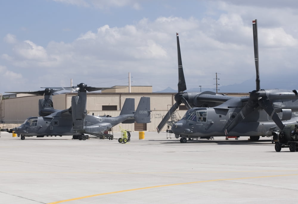 Two CV-22 Osprey aircraft on the ramp at Kirtland Air Force Base Canvas Art - HIGH-G ProductionsStocktrek Images (35 x 24)