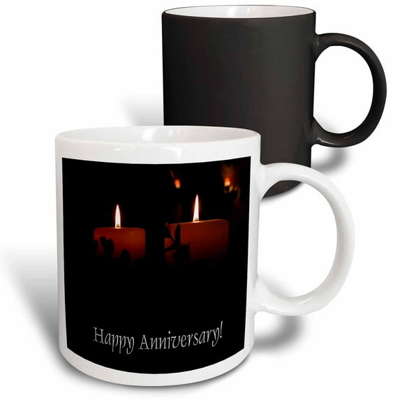 3drose, Two Candles, Happy Anniversary, 11oz Magic Transforming Mug