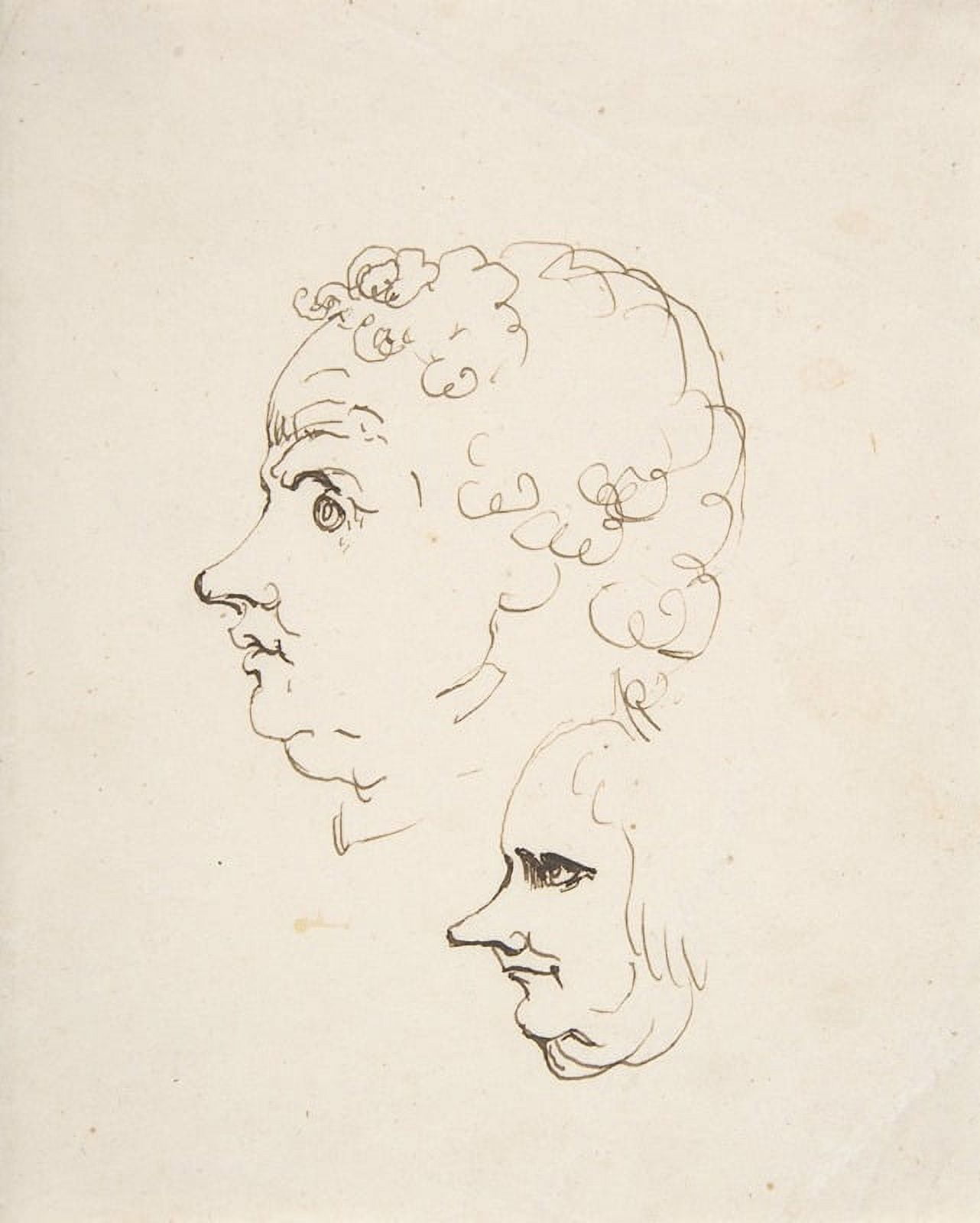 Two Caricature Heads of Men (after 1794) Poster Print by Johann ...