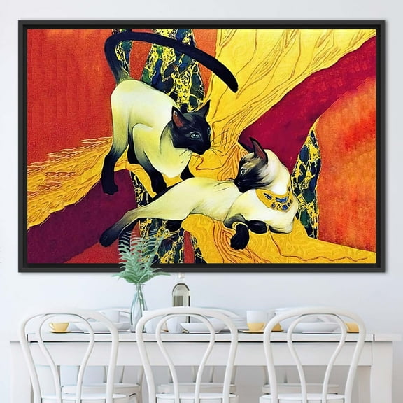 Two Cats Art, Oil Painting Print, Klimt Cats Canvas Art, Home Decor Artwork, Cat Lover Gift Poster, Reproduction Canvas, Canvas Wall Decor - Gallery Wrapped