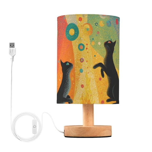 Two Cats Dancing Fantastic Sky Table Lamp with USB Port LED Warm Light Lamp Night Light Home Decor