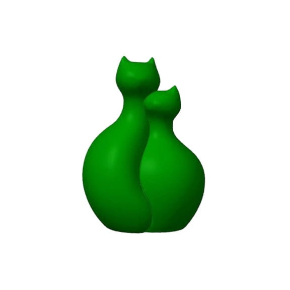 Two Cats Hugging Vase Sculpture Double Flower Container Green Plastic Home Decor 1 Pack
