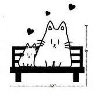 Two Cats On A Bench Picture Art – Living Room – Peel & Stick Sticker - Vinyl Wall Decal
