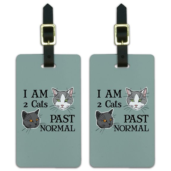 Two Cats Past Normal Luggage ID Tags Suitcase Carry-On Cards - Set of 2