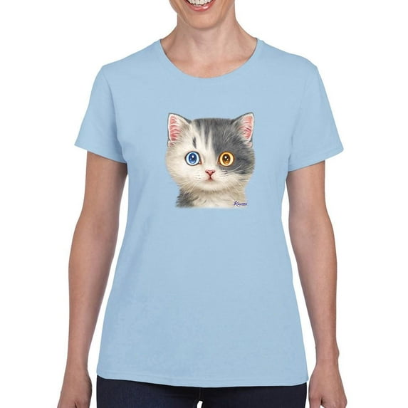 Two Cats With Two Eye Colors T-Shirt Women -Kayomi Harai Designs, Female XX-Large