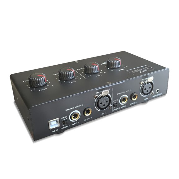 Two Channel Microphone Preamp for Dynamic and Condenser Mics with 48V Power 50dB Powerful Clear Sound