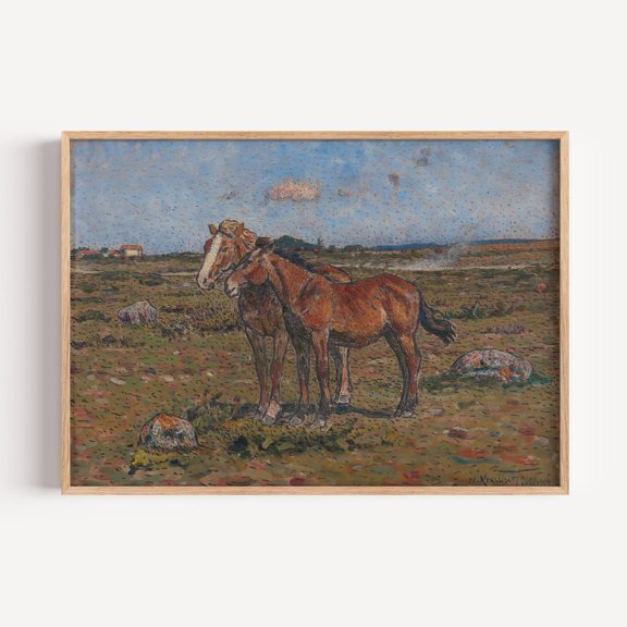 Two Chestnut Horses Wall Art Pastoral Animal