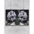 thumbnail image 1 of Two Chimpanzees Sitting On Tree Poster -Image by Shutterstock, 1 of 2