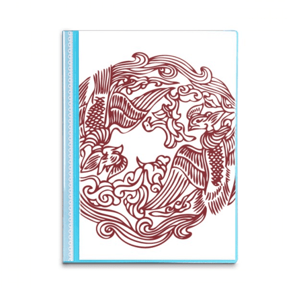 Two Chinese Phoenix Animal Circle Portrait Book Sheet Protectors Portfolio Binder Folder
