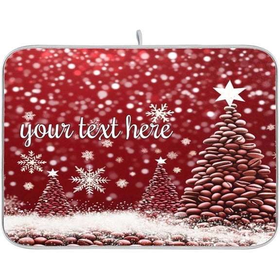 Two Christmas Tree Personalized Dish Drying Mat for Kitchen Farmhouse Counter 18 x 24 inch Custom Absorbent Dish Mat Drying Pad Dish Drainer Rack Mats for Countertop