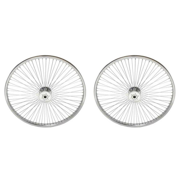 Two Chrome 24" 72 Spoke Hollow Hub Wheels for Trike.