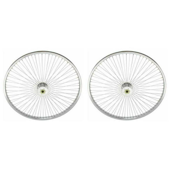 Two Chrome 26" 72 Spoke Hollow Hub Wheels for Trike.