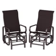 thumbnail image 1 of Two Classic Outdoor Gliders with Brown Frame and Mesh Fabric for Patios, 1 of 8