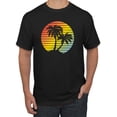 thumbnail image 1 of Two Coconut Palm Trees Beach Sunset | Mens Pop Culture Graphic T-Shirt, Black, Small, 1 of 4