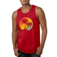 thumbnail image 1 of Two Coconut Palm Trees Beach Sunset | Mens Pop Culture Graphic Tank Top, Red, Large, 1 of 4