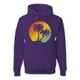 thumbnail image 1 of Two Coconut Palm Trees Beach Sunset | Mens Pop Culture Hooded Sweatshirt Graphic Hoodie, Purple, 2XL, 1 of 4