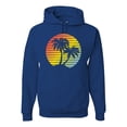 thumbnail image 1 of Two Coconut Palm Trees Beach Sunset | Mens Pop Culture Hooded Sweatshirt Graphic Hoodie, Royal, 2XL, 1 of 4