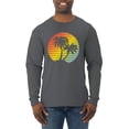 thumbnail image 1 of Two Coconut Palm Trees Beach Sunset | Mens Pop Culture Long Sleeve T-Shirt, Charcoal, Medium, 1 of 4