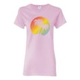 thumbnail image 1 of Two Coconut Palm Trees Beach Sunset | Womens Pop Culture Graphic T-Shirt, Light Pink, Medium, 1 of 4