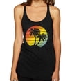 thumbnail image 1 of Two Coconut Palm Trees Beach Sunset | Womens Pop Culture Premium Tri-Blend Racerback Tank Top, Vintage Black, X-Large, 1 of 4
