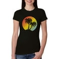 thumbnail image 1 of Two Coconut Palm Trees Beach Sunset | Womens Pop Culture Slim Fit Junior Tee, Black, Small, 1 of 4