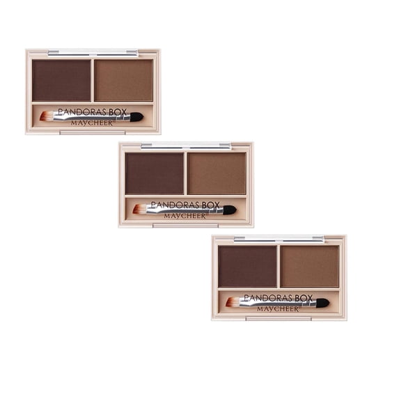 Two-Color Eyebrow Powder - Waterproof Sweat-Proof 0.88oz, Smooth Fine Pigment, Natural Long-Lasting Makeup, Professional Brow Kit, Travel-Friendly, Matte and Shimmer, Women 1PC*3
