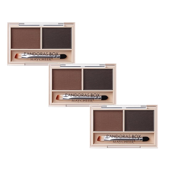 Two-Color Eyebrow Powder - Waterproof Sweat-Proof 0.88oz, Smooth Fine Pigment, Natural Long-Lasting Makeup, Professional Brow Kit, Travel-Friendly, Matte and Shimmer, Women 1PC*3