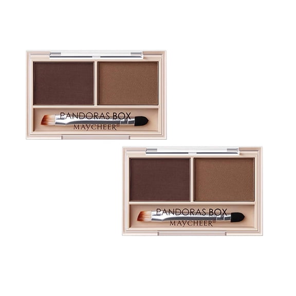 Two-Color Eyebrow Powder - Waterproof Sweat-Proof 0.88oz, Smooth Fine Pigment, Natural Long-Lasting Makeup, Professional Brow Kit, Travel-Friendly, Matte and Shimmer, Women 1PC*2