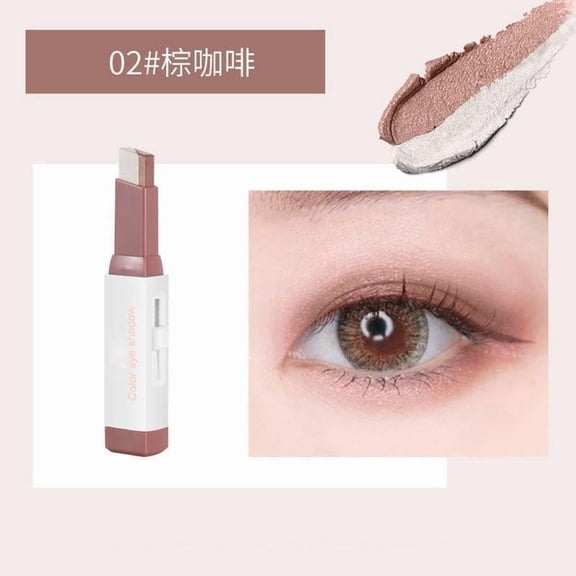 Two Color Eyeshadow Stick - Dual Ended Shadow Pencil for Gradient Eye Makeup Velvet Matte and Shimmer Long Lasting Waterproof Easy Blend Cream Stick for Women Beginners Daily Natural Eye Look